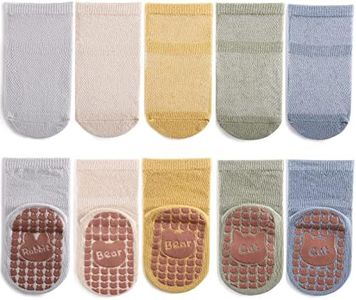Exegawe Baby Mesh Socks with Non Slip Thin Toddler Anti Skid Crew Socks for Girls Boys 5 Pairs(Blue Multi, M/1-3y)