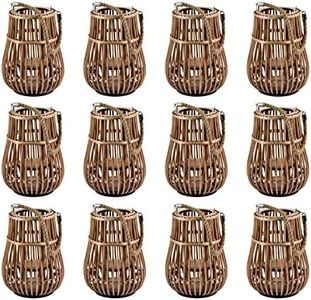 Bulk Rattan Natural Lanterns with Handle, 12 Pieces, Wedding, Reception, Grand Event Table Centerpieces