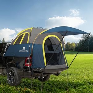 Truck Bed Tent with Awning Fits 5.5-6ft: Easy Set Up Umburato Pickup Truck Tents for Camping, Waterproof, for 2-3 Person, Chevy, Dodge, Ford, GMC, Navy Blue & Lime