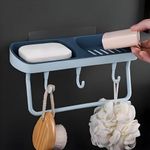 Kriaex Wall Mounted Soap Box No Drilling Basket Kitchen Storage Holder Shelf Organizer Rack for Shampoo Towel Brush Storage