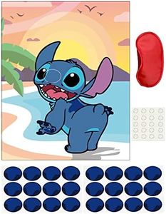 Volsha Pin the Nose on the Stitch Game, 52×42cm Lilo Stitch Party Game for Kids Girls with 24 PCs Spider Birthday Party Supplies for Wall Home Room Decorations