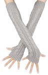 Womens Winter Warm Over Elbow Long Fingerless Thumb Hole Gloves Mittens Knitted Arm Warmer