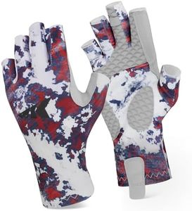 KastKing La Sal Fishing Gloves UPF50+ Sun Gloves UV Protection Fingerless Gloves Men Women for Outdoor, Kayaking, Rowing, Paddling, Canoeing, Hunting