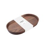 Vandroop Wooden Serving Tray for Parties, Tea&Coffee Table Tray, Small Oval Wood Plate for Fruit&Snacks, Decorative Tray for Jewellery Key Coin, Tray for Bathroom (Walnut, 7.8”×4.66”)