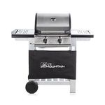 Fire Mountain 2 Burner Gas BBQ - Small Gas BBQ, Compact, Perfect for Small Barbeques and Gatherings, Outdoor Barbecue Grill, Dual Control, Stainless Steel Burners, 106D x 114W x 56H