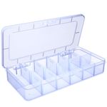 SRNYJAO Plastic Beads Organizer, Large 12 Grids Clear Bead Organizer Compartment Box with Removable Dividers for Beads Container Bead Storage Earring Container Bead Organizer Box