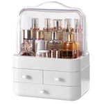 SuperGift.com Makeup Organiser, Cosmetics Skincare Organisers Box, Skincare Organiser, Make up Organisers and Storage for Vanity with Lid and Drawers for Countertop, Bathroom and table (White)