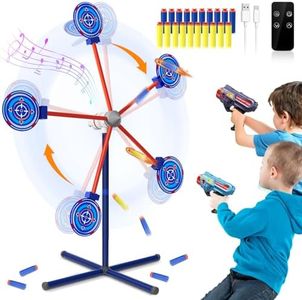 DX DA XIN Cible de Tir Rotation Jeux pour Enfants Comprend 2 Pistolets Jouets 20 Mousse Fléchettes Jouets de Jardin D'Extérieur Cadeaux pour Garçons 4 5 6 7 8 9 Ans