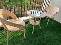 PRAJARI ENTERPRISE Patio Chair Sets Garden Wicker Furniture Set for Outdoor Patio and Balcony || Powder Coated Frame| UV Protected Wicker [2 Chair, 1 Table]