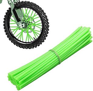NTHREEAUTO 72PCS Dirt Bike Spoke Skins Covers Motorcycle Wheel Wraps Pipe Universal for 8"-21" Rims Compatible with Harley Honda Yamaha Suzuki Kawasaki – Green