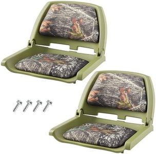 Garvee 2 Pack Boat Seats, Molded Low Back Fishing Boat Chairs, Flip-Up Jon Boat Seats, Bass Boat Cabin Seating for Speedboat, Canoe, Sightseeing Boats, Camo