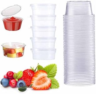 50Pcs Plastic Containers Round Food Container Pots with Lids BPA Free Sauce Pots Leakproof Food Cups Small Storage Pots Takeaways Containers for Restaurant Sauce, Salads, Jelly and Dessert - 4oz