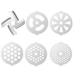 6 Piece Stainless Steel Meat Grinder Plate Discs/Grinding Blades for Food Chopper and Meat Grinder Machinery Parts，Applicable 7-Word outlets（Center Hole 7mm）