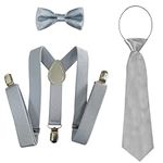 KADBLE Adjustable Kids Y Suspender Bowtie Necktie Sets for 6 Months to 13 Year Old Boys & Girls (Gray)