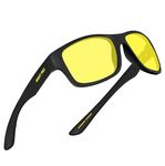 EFERMONE® Night Driving Glasses with Cleaning Kit, Yellow Polarized Lens, UV400, Anti-Glare Glasses for Riding Bike and Car (NIGHT PRO EDITION)