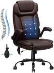 Big and Tall Office Chair 450lbs Heavy Duty Executive Desk Chair with Adjustable Lumbar Support High Back Ergonomic Home Computer Leather Chair with Padded Flip-up Arms for Heavy People,Brown