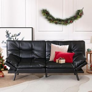 Hcore, Convertible Sleeper, Memory Foam Futon Couch,Loveseat Bed,Small Splitback Modern Sofa Sofabed, Light Black