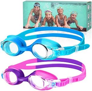 Starweh Taucherbrille Kinder, 2 Stück Schwimmbrille Kinder 3-14 Jahre, Anti-Beschlag Wasserdichte Kinder Schwimmbrille, Weiche Silikon-Schwimmbrille mit Tragbarer Tasche für Mädchen Junge