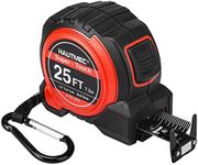 HAUTMEC 25Ft (7.5m) Heavy Duty AutoLock Black Tape Measure, 1 1/4" Wide Black Rigid Blade, Dual Sided Rule Print for Construction, Carpenter, Professionals HT0283-TM