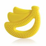 BeeBaby Banana Fruit Shape Soft Silicone Teether for 3+ months with Carrying Case, BPA Free Teething Toy for Babies with Textured Surface for Soothing Gums. 100% Food Grade (Banana - Yellow)