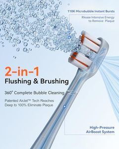 RANVOO [Vibrating & Flossing 2-in-1 Bubble Sonic Electric Toothbrush, 100% Plaque Removal, Whiter for Adult Protect Gum Orthodontic Teeth Cleaning Rechargeable Gift with 2 Soft Brush Heads White