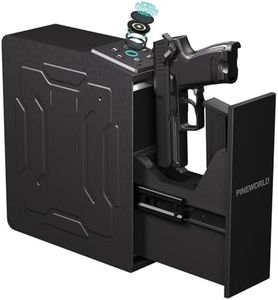 PINEWORLD Gun Safe For Handgun, Biometric Slider Bedside Handgun Safe, Pistol Lock Case for Nightstand,Sliding Door Hand Gun Safe for Pistol -with 3 Quick Access Fingerprint, PIN Code, KEY