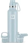 IRON °FLASK Camping & Hiking Hydration Canteens - 3 Lids (Narrow Spout Lid) Leak Proof Vacuum Insulated Stainless Steel - Hot & Cold Double Walled Sports Water Bottle - Morning Mist, 24 Oz