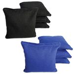 Official Cornhole Bags - 10 Ounce Duck Canvas, Whole Corn, 6" x 6" Made in Canada (Black/Blue)