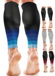 aZengear Calf Support Compression Sleeves (Pair) for Women, Men, Running | Shin Splints Brace, Footless Leg Socks for Torn Muscle Pain Relief, Cramps (L-XL, Black w/Blue)