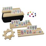 MIDOLITE Mexican Train Dominoes Set with Numbers and 4 Wooden Racks, Double 12 Domino Travel Set with Wooden Hub, 91 Tiles Dominoes Game Set with for Family Game Night