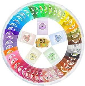 Mica Powder Pure 50 Colour Epoxy Resin Pigment - Cosmetic Grade Soap Colourant for DIY Slime Colouring and Soap Making Supplies - Natural Slime Colour Dye for Paint, Nail Art, Bath Bomb(5ml Each Bag)