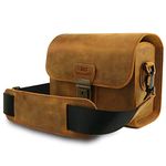 MegaGear Pebble MG1725 Genuine Leather Camera Messenger Bag for Mirrorless, Instant and DSLR Cameras - Camel