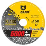 GRAFF Black 6 Inch Cut Off Wheel - Diamond Cutting Wheel for Metal - Cut Off Wheel with 5000+ Cuts on Rebar, Steel, Iron and INOX - Cutting Wheel for Metal & Stainless Steel Used On Angle Grinder