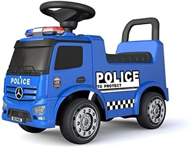 Tachan Correpasillos camión de policía Mercedes, con Sonidos y música, cajón Debajo del Asiento para Guardar Cosas, neumáticos de Goma, Sistema anticaída, hasta 25 kg, Azul, 711T00647
