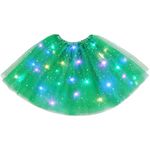 URAQT Tulle Tutu Skirts for Women LED Light Up, Tutu Skirts Sequins Stars Elastic, Tutu Adult Teen Skirt Ballet Dance Festival Outfit Halloween Party Costume # Grass Green