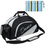 kilofly Girl's Ballet Dance Sports Gym Duffel Bag Travel Carry On + Handy Pouch, Silver, 18.9 inch