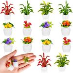 14 Pieces Dollhouse Plant Miniature Bonsai Plant Mini Potted Plant Flower Model Tiny Fake Greenery Ornament Dollhouse Furniture for Toddlers Girls and Boys (Vivid Style)