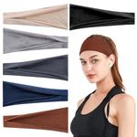 Headbands for Women, 6 Pcs Non Slip Soft Sports Headband, Elastic Sweat Yoga Hairbands for Sports, Yoga, Running, Workout, Travel