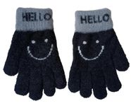 HUNTSMANS ERA Winter woolen hand gloves for kids/woollen glvoes for kids (Size Age 8-12 only) (BLACK)