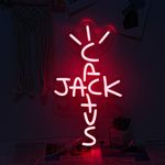 Jesalah Cactus Jack Neon Sign Red Words Neon Light Sign Wall Art Neon Light For Rap Talking West Coast Light Up Hanging Sign For bedroom Home Bar Pub Party Decor USB Sign