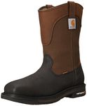 Carhartt Men's 11" Wellington Square Safety Toe Leather Work Boot CMP1258, Brown/Black W US