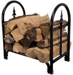 Pure Garden Fireplace Log Rack with Finial Design, Black