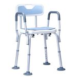Frido Shower Chair Pro, Bathroom Chair For Senior Citizens & Adults, Anti-Slip Tips, Padded Armrests & Back Support, Adjustable Height, Waterproof Foam Mats, No-Tool Assembly, Max Weight 136 kg, White