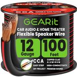 GEARit 12 Gauge Speaker Cable 100ft, Flexible 2x4mm² Speaker Wire with Polarity Markings, 2-Core 12AWG CCA Audio Cable for In-Wall Home Cinema, Car Audio Stereo, HiFi Surround Sound (Black)