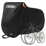 Favoto Bike Cover for 2 Bikes - 210T Waterproof Outdoor Bicycle Storage, Black Cover with Lock Hole, 2 Windproof Buckles & Storage Bag, UV Protection for Mountain & Road Bikes (210×110×95cm)