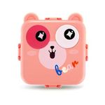 Wosta Lunch Box, Cartoon Lunch Box with Leak Proof Lid and Reusable Steel Spoon & Sauce Containers Ideal for Men, Women’s and Kids School, Office and Travel. (Pink - Bear Design)