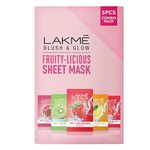 LAKMÉ 100% Natural Fruit Extract Sheet Mask Combo, 20 Ml (Pack Of 5)