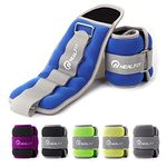 NEALFIT Ankle Weights for Men Women Kids, Leg Arm Wrist Weights with Adjustable Strap for Running, Gymnastics, Aerobics,Gym, Fitness (2 lbs x 2 - Blue)