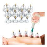 Olafur® HIJAMA Cupping Kit 12 Pcs Vacuum Air Suction Cups With Pump Handle, Vacuum Cupping Set For Pain Health Care Vacuum Cupping Portable Body Relaxation Massage Therapy Kit Cupping Cups