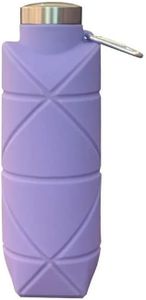 ELNARA Travel COLLAPSIBLE Water Bottle for Camping Hiking Sports Gym BPA Free Silicone Foldable and Lightweight in Violet Purple 750ML